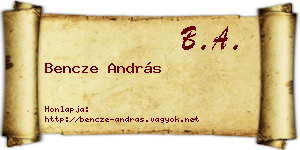 Bencze András névjegykártya